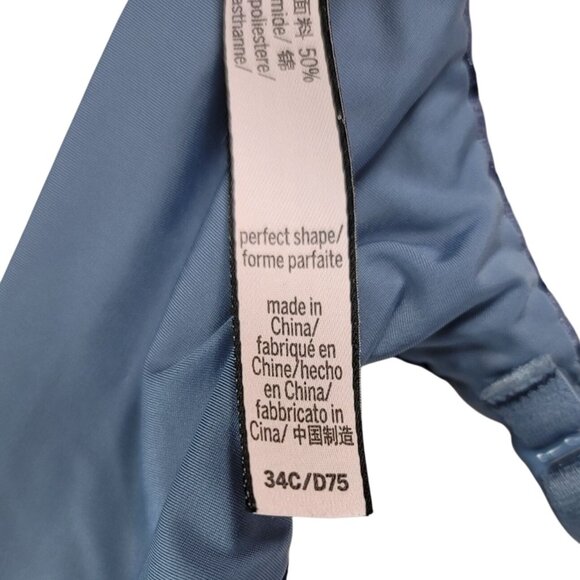 Victoria's Secret Perfect Coverage Bra Blue 34C Striped Molded Lightly Lined Adj - Picture 10 of 11